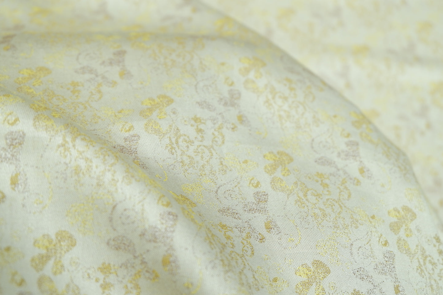 Raymond 100% Premium Cotton Yellow Jacquard Printed Fabric