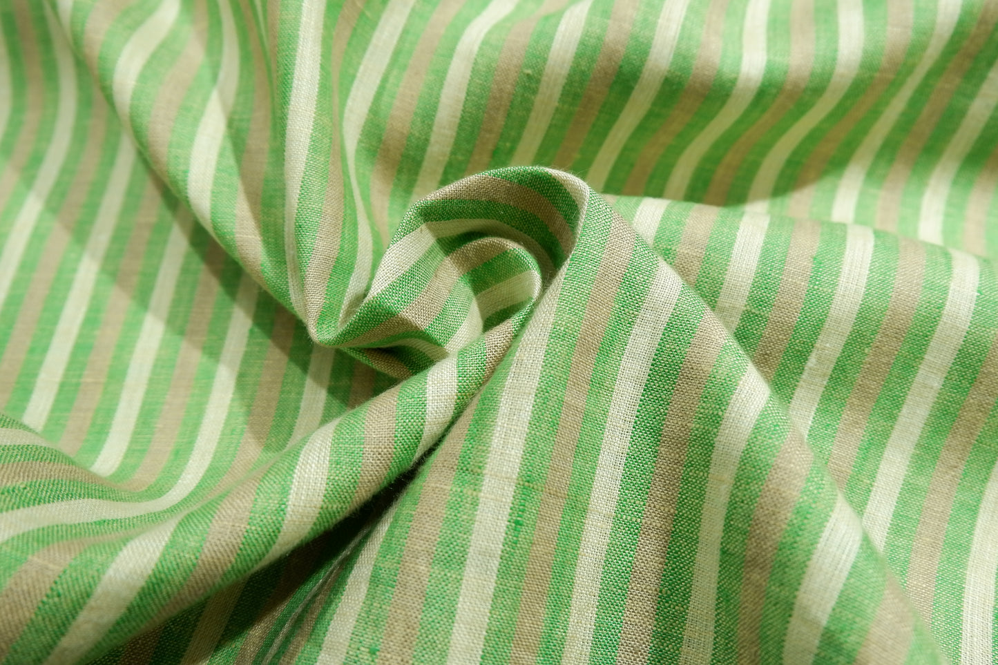Arvind 100% Premium Linen Green Stripe