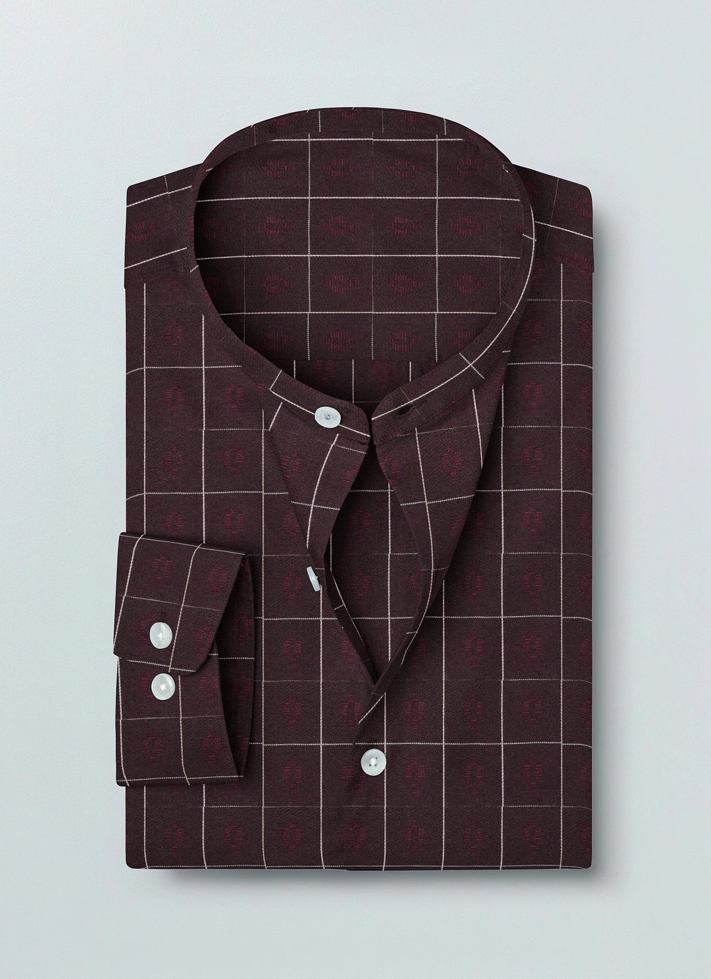 Raymond 100% Giza Premium Cotton Wine Colored Checks Fabric