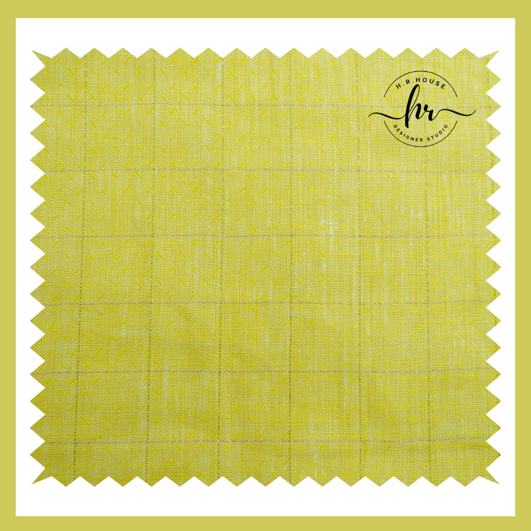Raymond 100% Premium Linen Yellow Checks Fabric