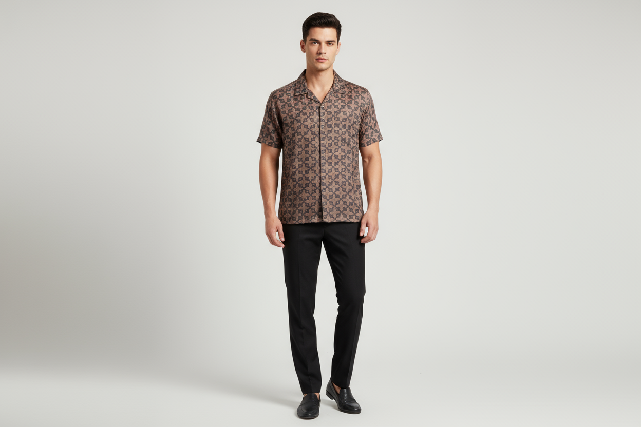 Raymond 100% Giza Premium Cotton Cinereous Black Print Fabric
