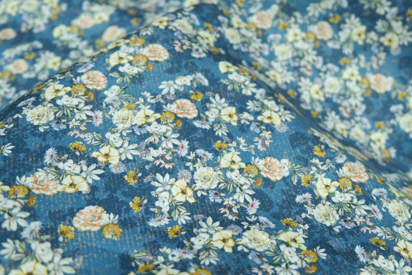 Arvind 100% Giza Premium Cotton Blue Floral Print Fabric