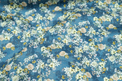 Arvind 100% Giza Premium Cotton Blue Floral Print Fabric