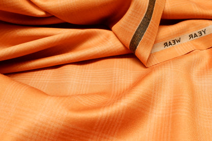 Raymond Orange Checks Terry Rayon Fabric