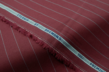 Raymond 100% Giza Premium Cotton Maroon Stripe Fabric