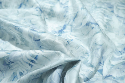 Raymond 100% Giza Premium Cotton White Blue Print Fabric