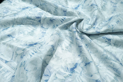 Raymond 100% Giza Premium Cotton White Blue Print Fabric