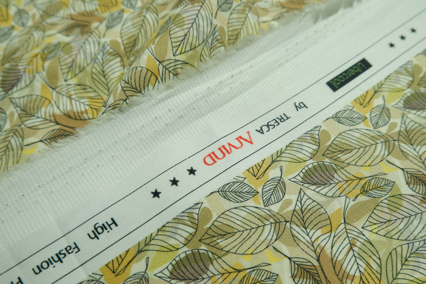 Arvind 100% Giza Premium Cotton Yellow Leaf Print Fabric