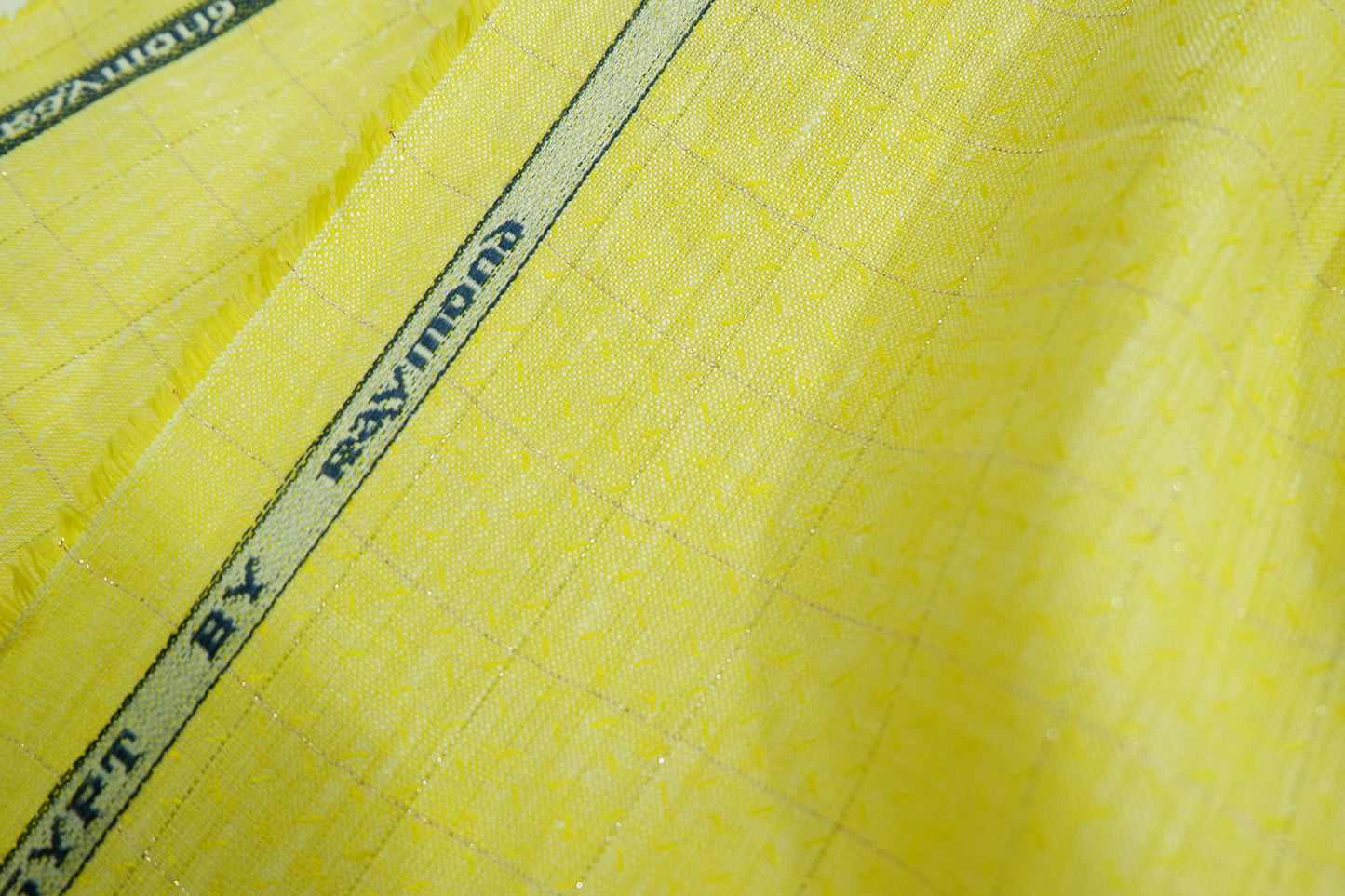 Raymond 100%  Premium Linen Yellow Checks Fabric