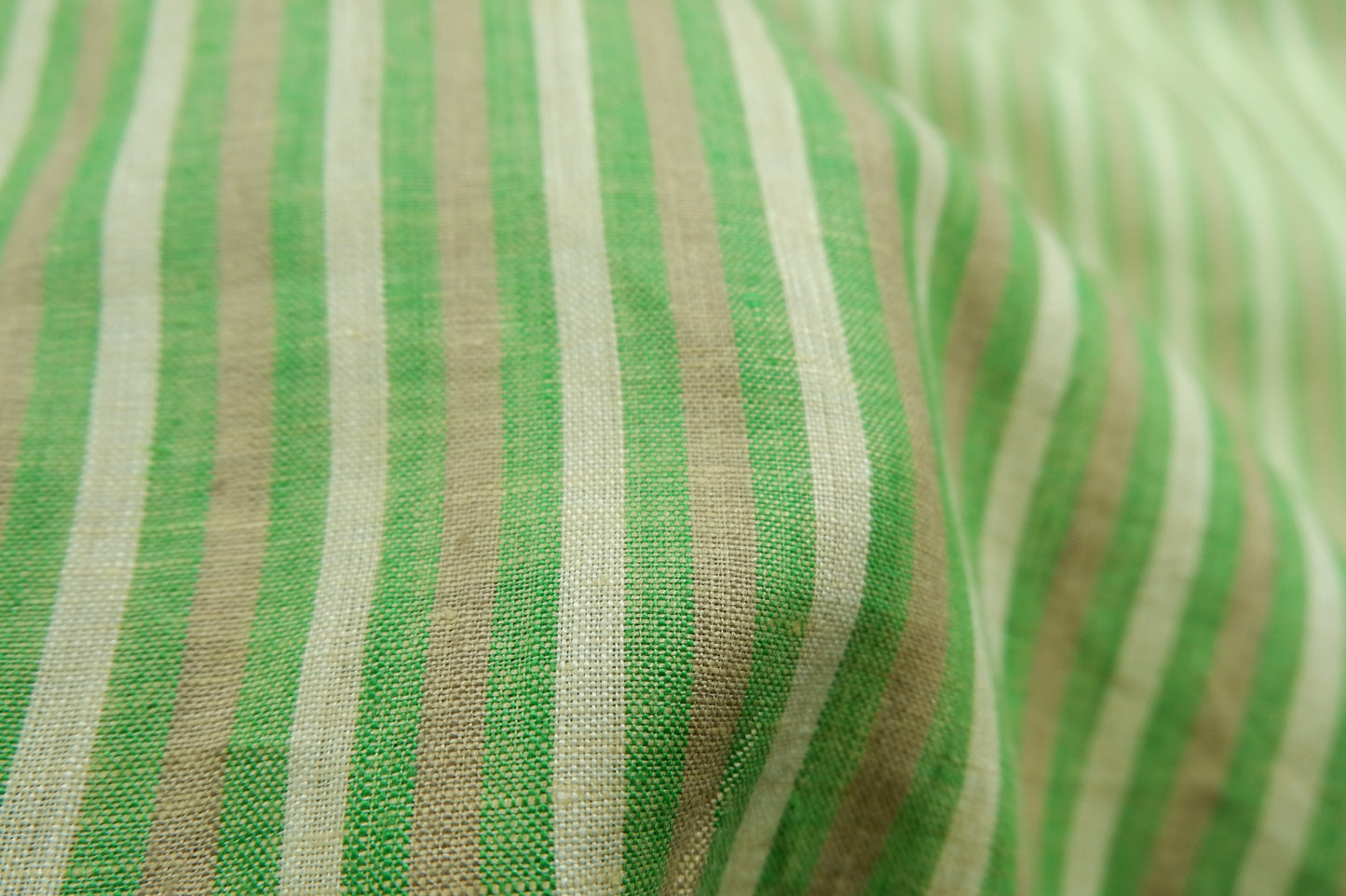 Arvind 100% Premium Linen Green Stripe