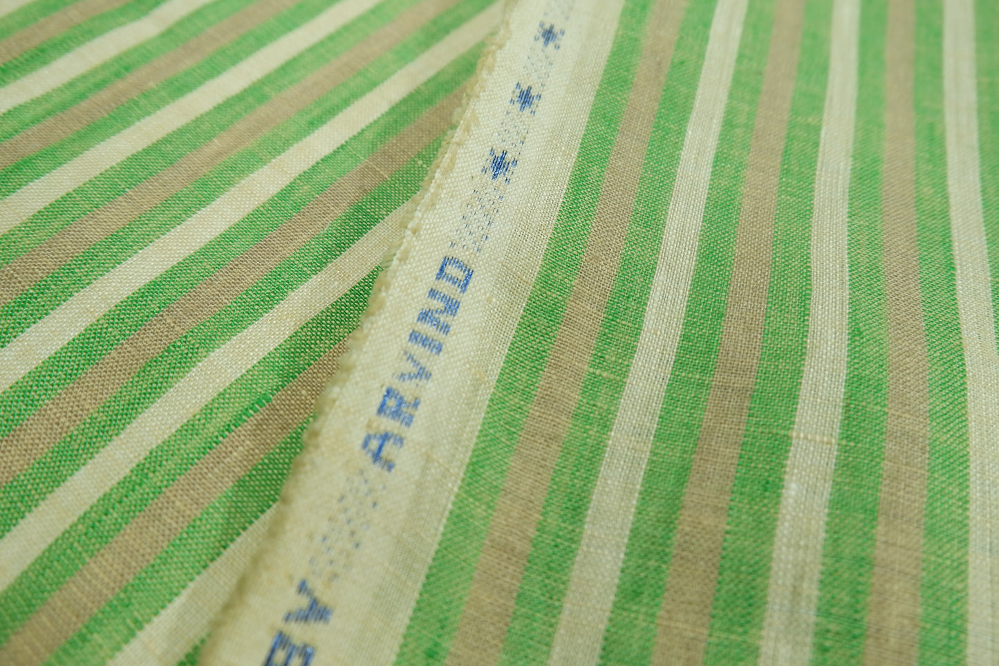 Arvind 100% Premium Linen Green Stripe