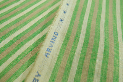 Arvind 100% Premium Linen Green Stripe