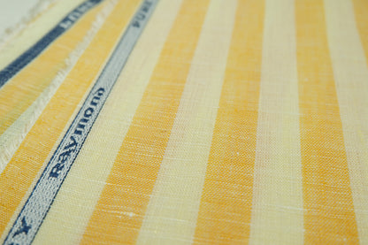 Raymond 100% Premium Linen Yellow Stripe