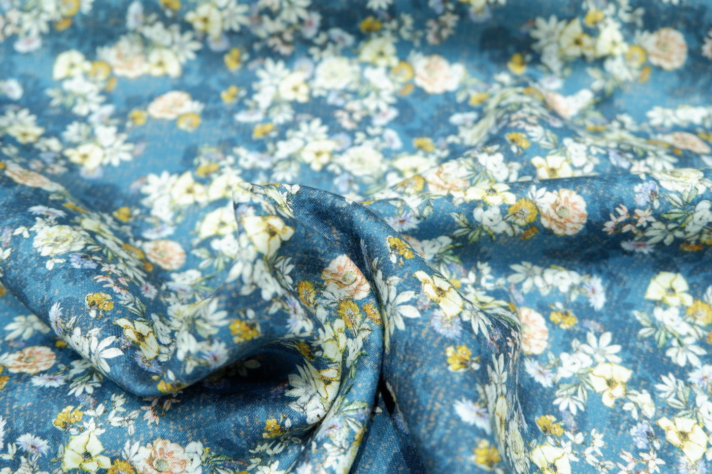 Arvind 100% Giza Premium Cotton Blue Floral Print Fabric