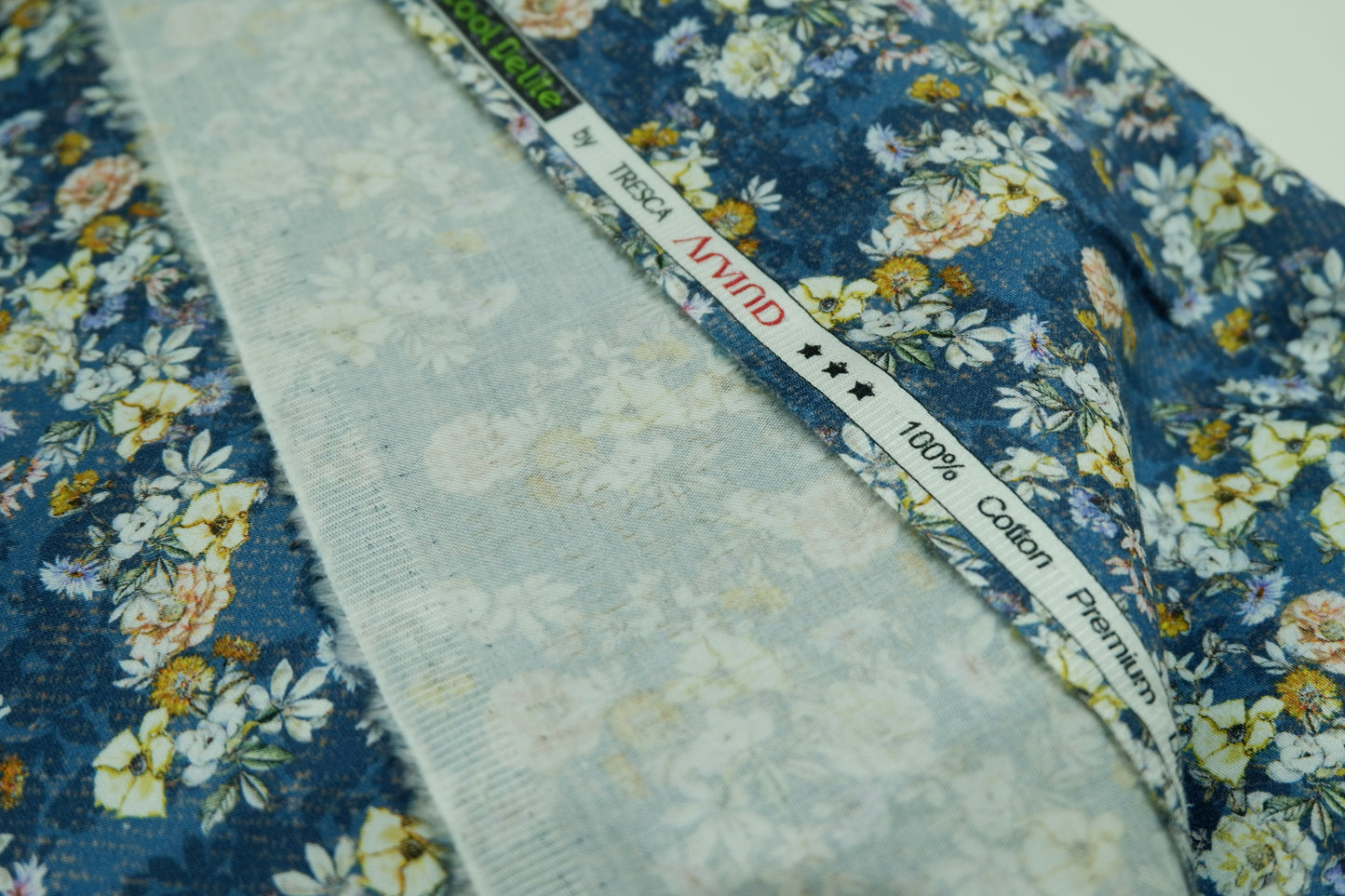 Arvind 100% Giza Premium Cotton Blue Floral Print Fabric