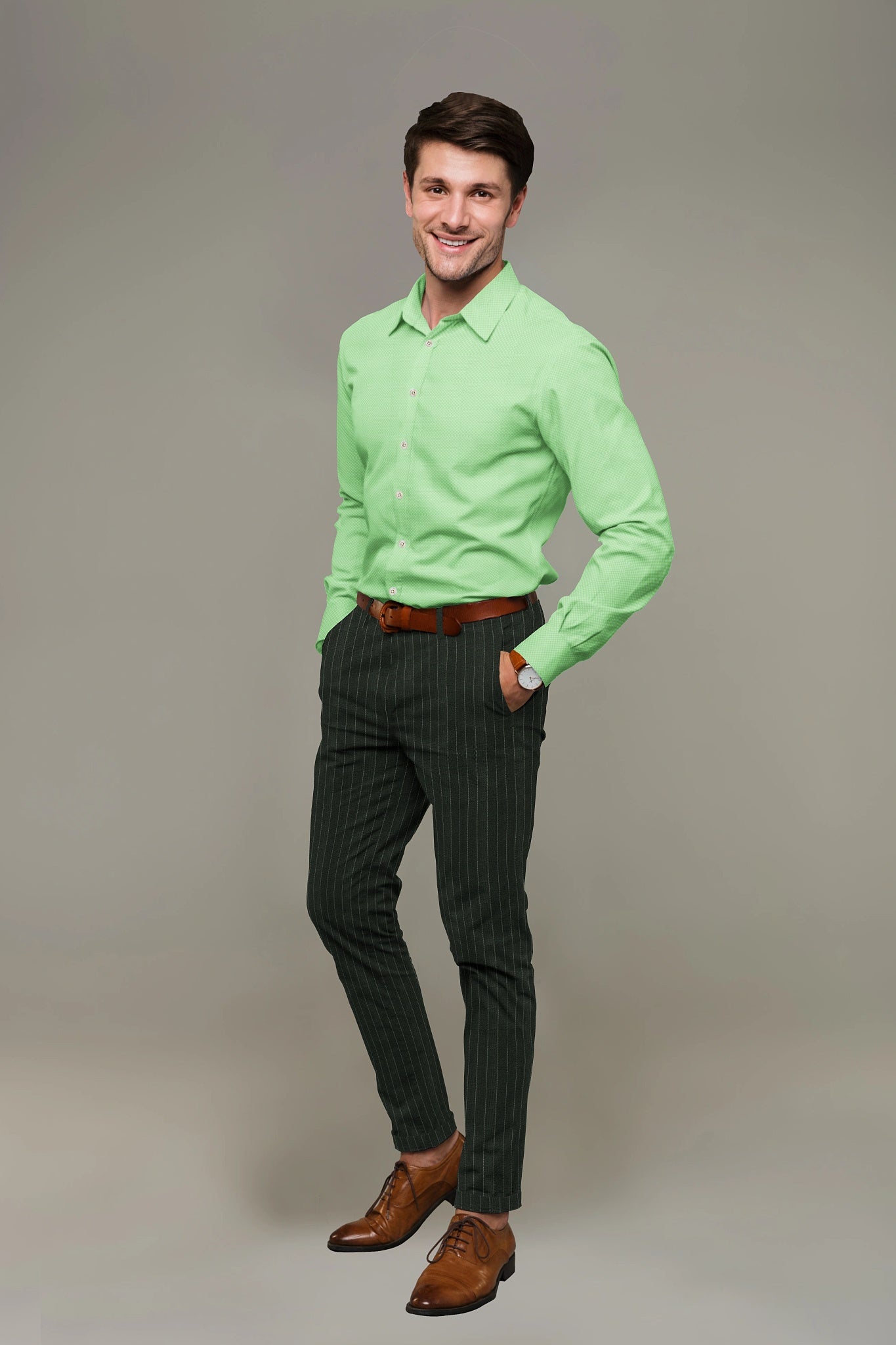 Reid & Taylor Dobby Light Green Poly Wool Fabric