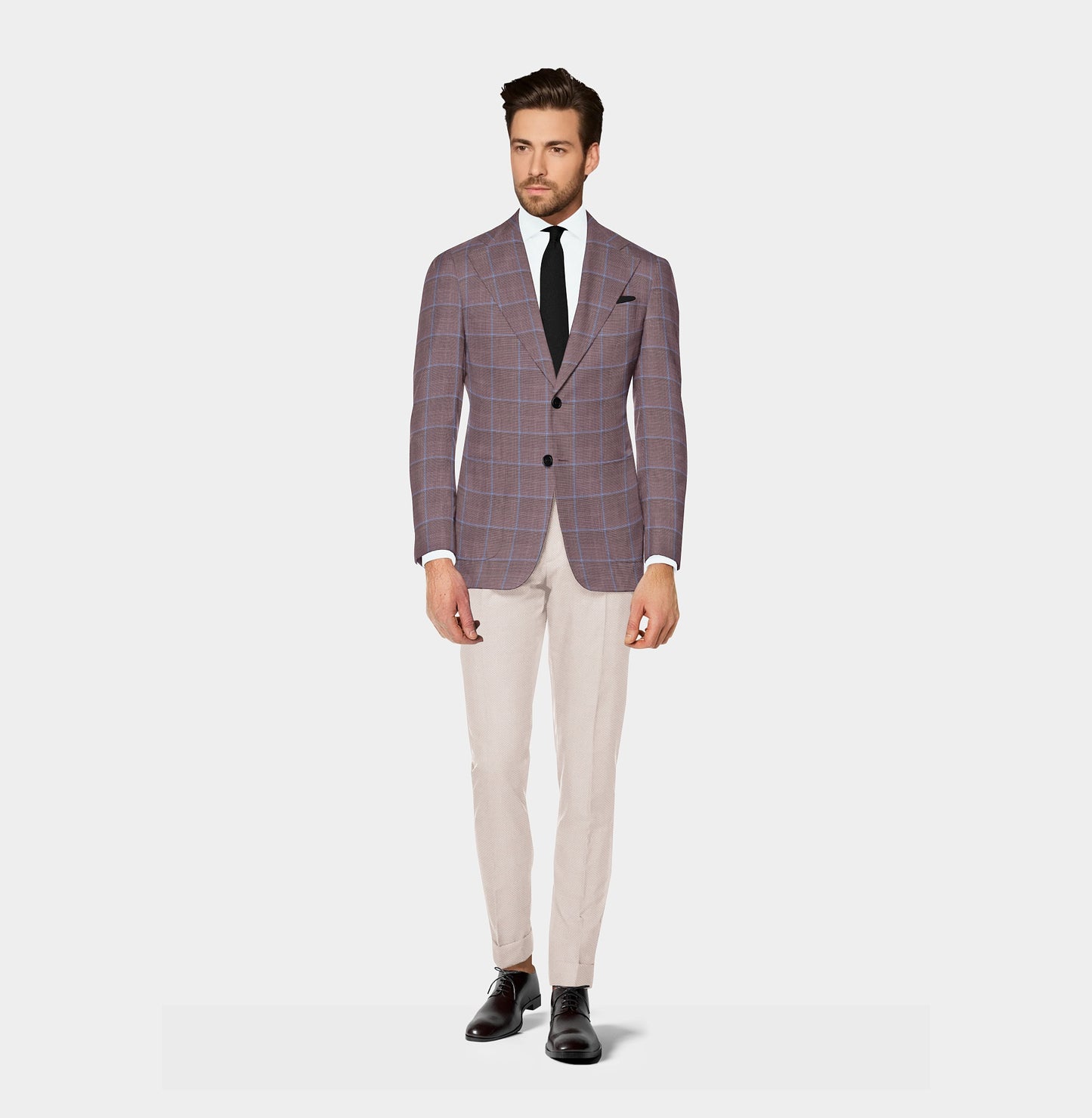 Reid & Taylor Light Maroon Checks Terry Rayon Fabric