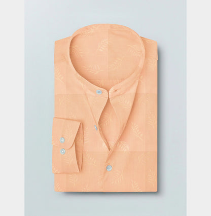 Raymond 100% Giza Premium Cotton Peach Jacquard Printed Fabric