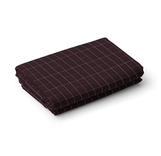 Raymond 100% Giza Premium Cotton Wine Colored Checks Fabric