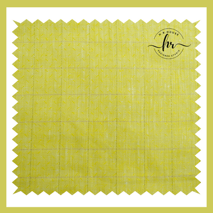 Raymond 100%  Premium Linen Yellow Checks Fabric