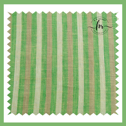 Arvind 100% Premium Linen Green Stripe