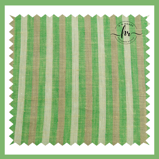 Arvind 100% Premium Linen Green Stripe