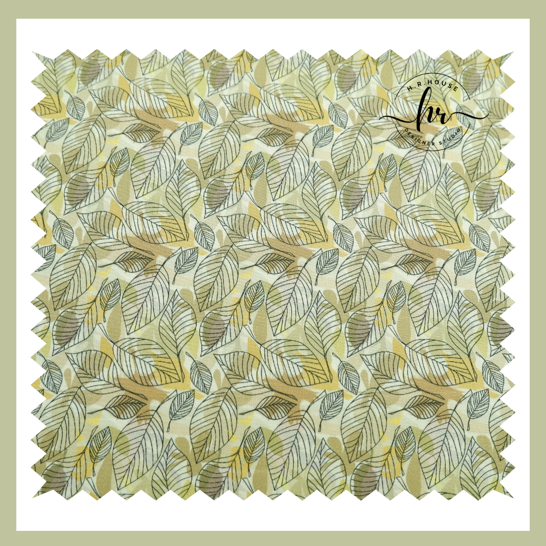 Arvind 100% Giza Premium Cotton Yellow Leaf Print Fabric