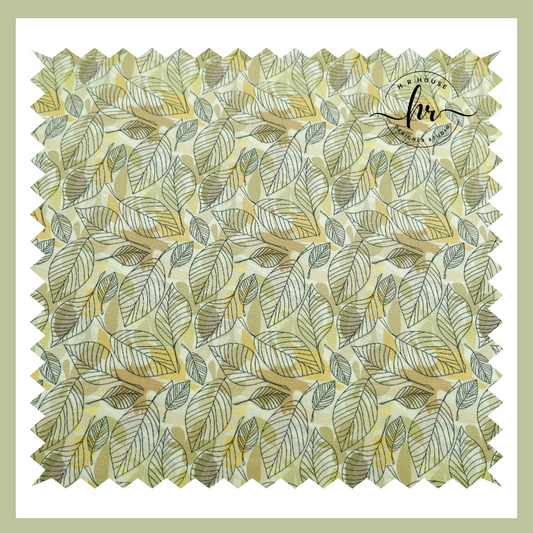 Arvind 100% Giza Premium Cotton Yellow Leaf Print Fabric