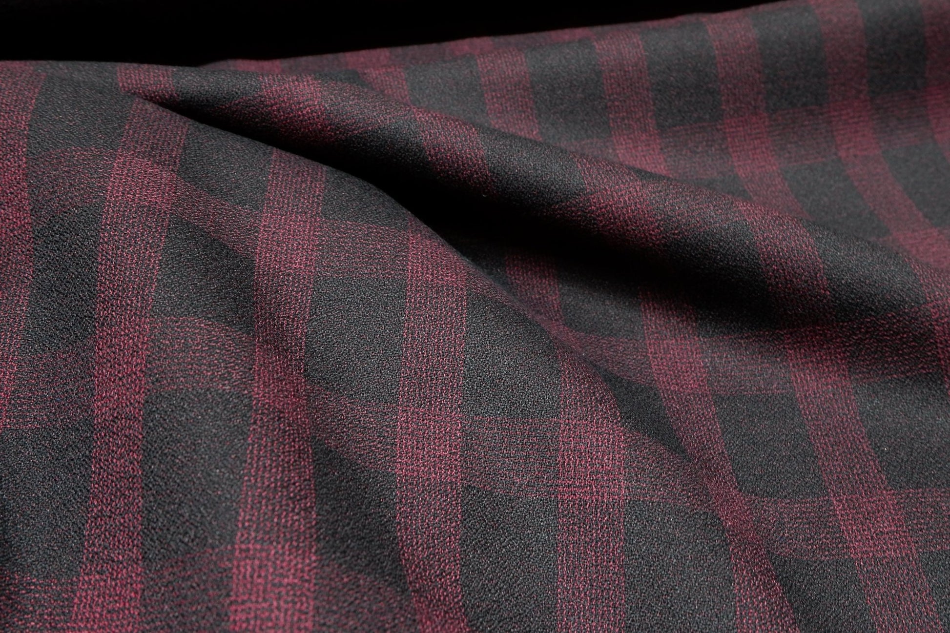 Augustus Wine Black Checks Terry Rayon Fabric - H.R.House Designer StudioAugustus