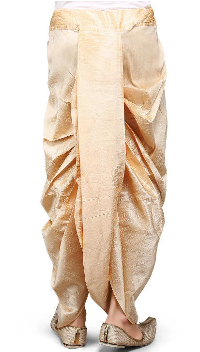 Solid Color Cotton Silk Blend Dhoti Pant in Gold