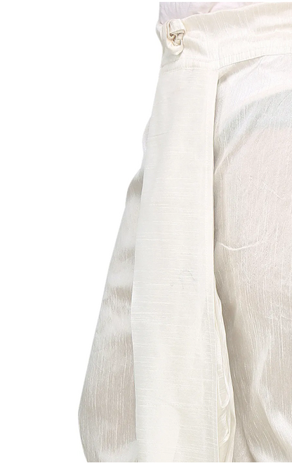 Solid Color Cotton Silk Blend Dhoti Pant in White