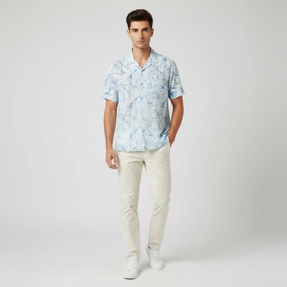 Raymond 100% Giza Premium Cotton White Blue Print Fabric