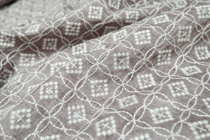 Pannama Silk Blend Light Grey Chikankari Embroidered Fabric - H.R.House Designer StudioPannama