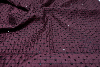 Pannama Silk Blend Wine Sequin Embellished Fabric - H.R.House Designer StudioPannama