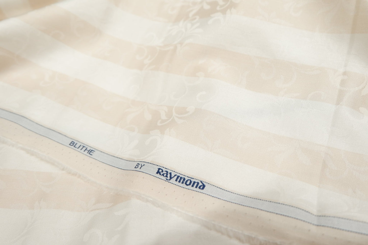 Raymond 100% Giza Premium Cotton Broad Light Beige Stripe Fabric - H.R.House Designer StudioRaymond