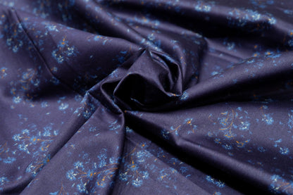 Raymond 100% Giza Premium Cotton Floral Printed Deep Blue Fabric - H.R.House Designer StudioRaymond