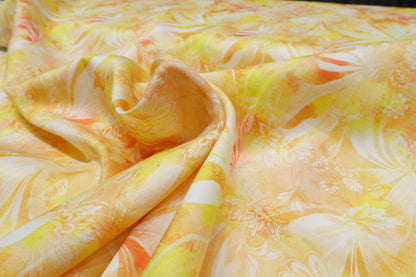 Raymond 100% Giza Premium Cotton Orange Floral Printed Fabric - H.R.House Designer StudioRaymond