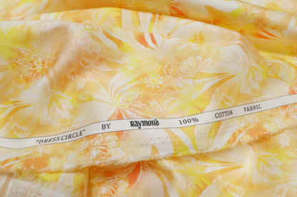 Raymond 100% Giza Premium Cotton Orange Floral Printed Fabric - H.R.House Designer StudioRaymond