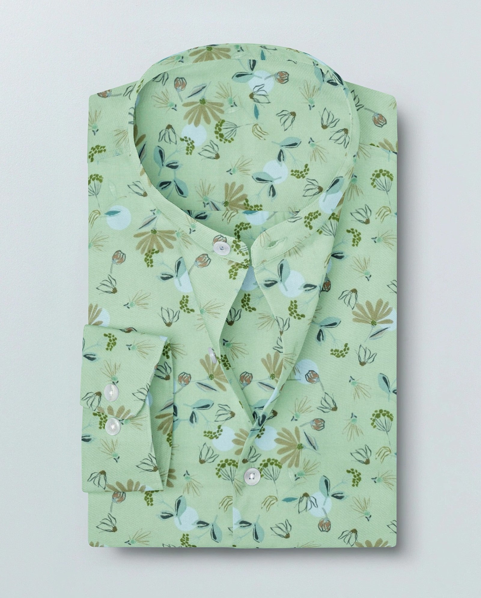 Raymond 100% Premium Cotton Green Floral Printed Fabric - H.R.House Designer StudioRaymond