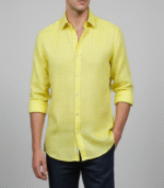 Raymond Pure Linen Yellow Checks Fabric - Image 5