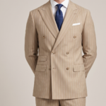 Canetti Italy Terry Rayon Striped Fabric - Beige Broad Stripe | Rich Textured Cloth for Custom Tailoring