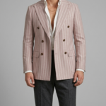 Canetti Italy Poly Cotton Striped Fabric - Pink Broad Stripe | Rich Textured Cloth for Custom Tailoring