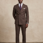 Canetti Italy Terry Rayon Striped Fabric - Coffee Brown Broad Stripe | Rich Textured Cloth for Custom Tailoring - Image 4