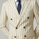 J. Hampstead Premium Super 100s Poly Wool Unstitched Fabric for Men | Bold Biege & Brown Striped Material | Rich Textured Cloth for Custom Tailoring - Image 4