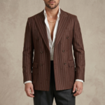 Canetti Italy Terry Rayon Striped Fabric - Brown Broad Stripe | Rich Textured Cloth for Custom Tailoring - Image 5