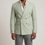 Canetti Italy Poly Cotton Striped Fabric - Green Broad Stripe | Rich Textured Cloth for Custom Tailoring - Image 5