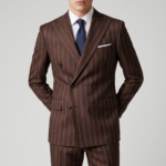 Canetti Italy Terry Rayon Striped Fabric - Brown Broad Stripe | Rich Textured Cloth for Custom Tailoring