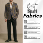 J. Hampstead Premium Super 100s Poly Wool Unstitched Fabric for Men | Bold Navy & Gold Striped Blazer Material | Rich Textured Cloth for Custom Tailoring - Image 4