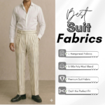 J. Hampstead Premium Super 100s Poly Wool Unstitched Fabric for Men | Bold Biege & Brown Striped Material | Rich Textured Cloth for Custom Tailoring - Image 3