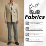 Canetti Italy Poly Cotton Striped Fabric - Biege Broad Stripe | Rich Textured Cloth for Custom Tailoring - Image 3